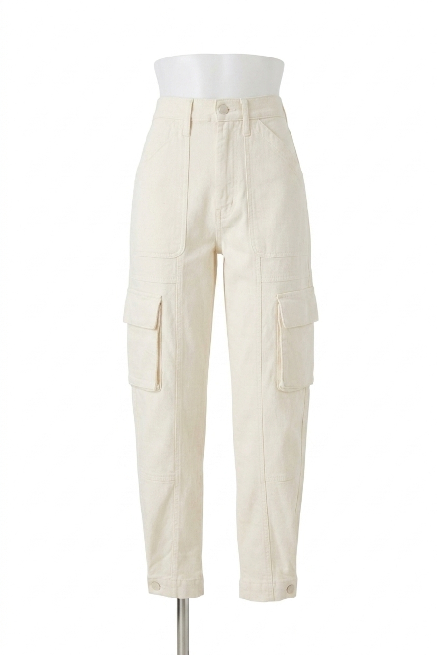 NEW MOTHER curbside cargo pants in eggnog